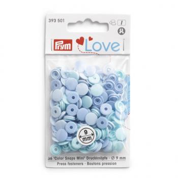 Prym Color Snaps Ø 9mm  Mini Mischpackung Hellblau-Töne 393501